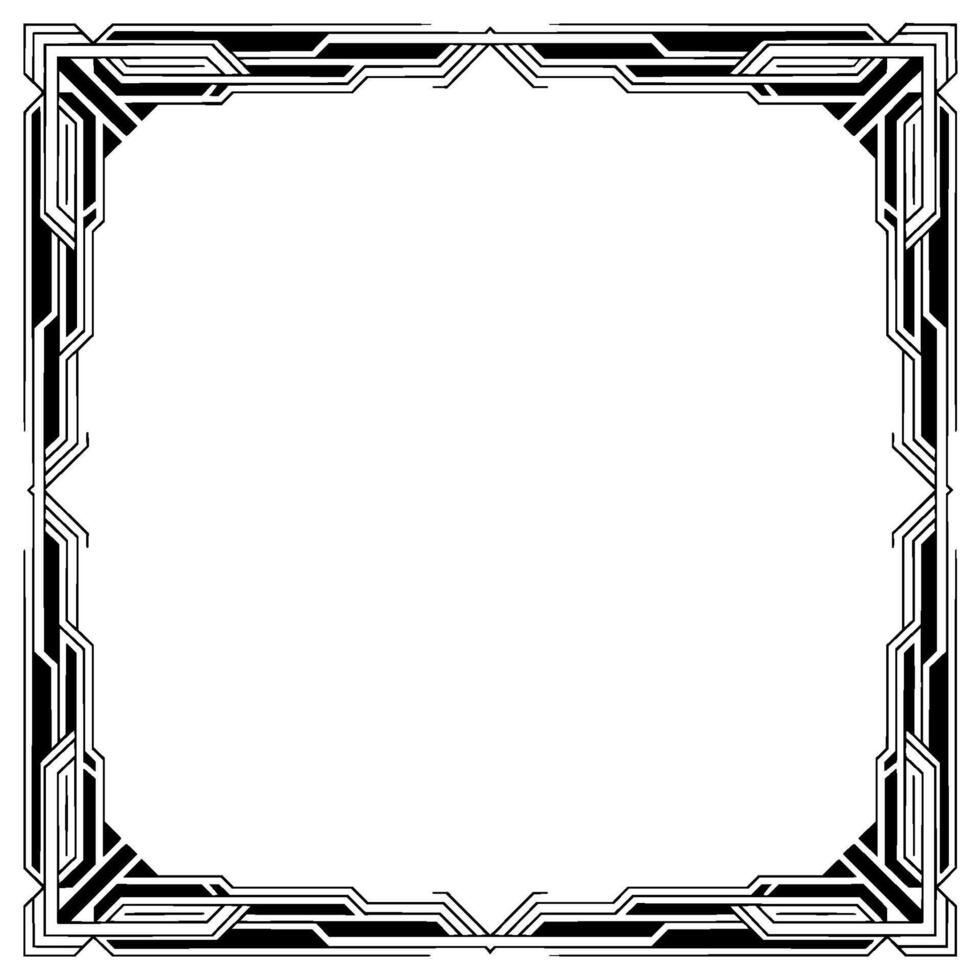 Art Deco Geometric Frame, Elegant Black White Border , Blank Space for Text vector