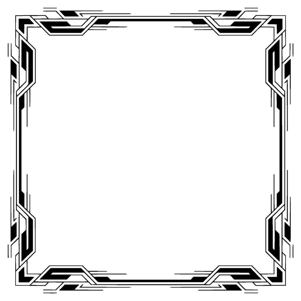 Art Deco Frame, Geometric Border, Black and White Illustration, Empty Space vector
