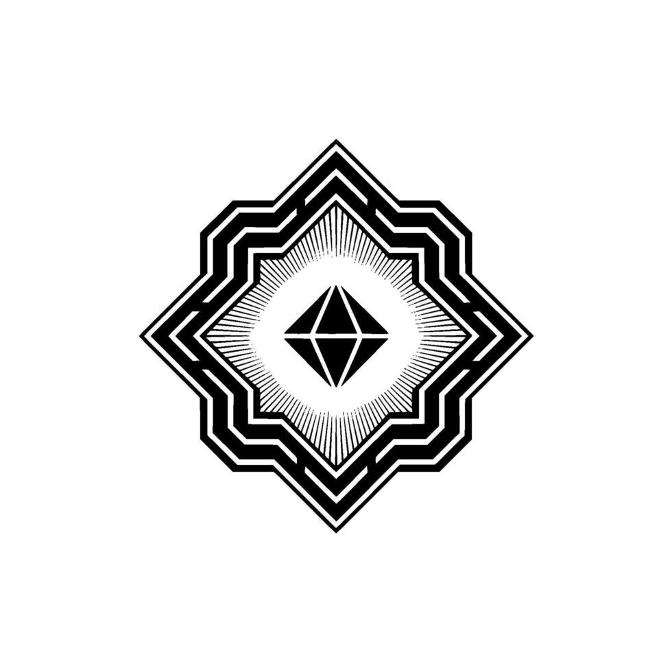 Geometric Diamond Emblem Black and White Minimalist vector
