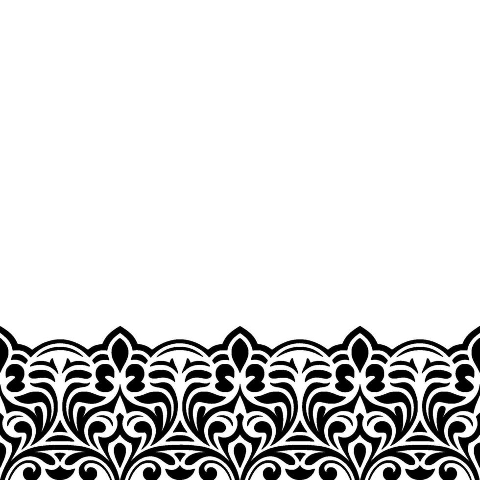 Elegant Black White Floral Border Decorative Ornament vector