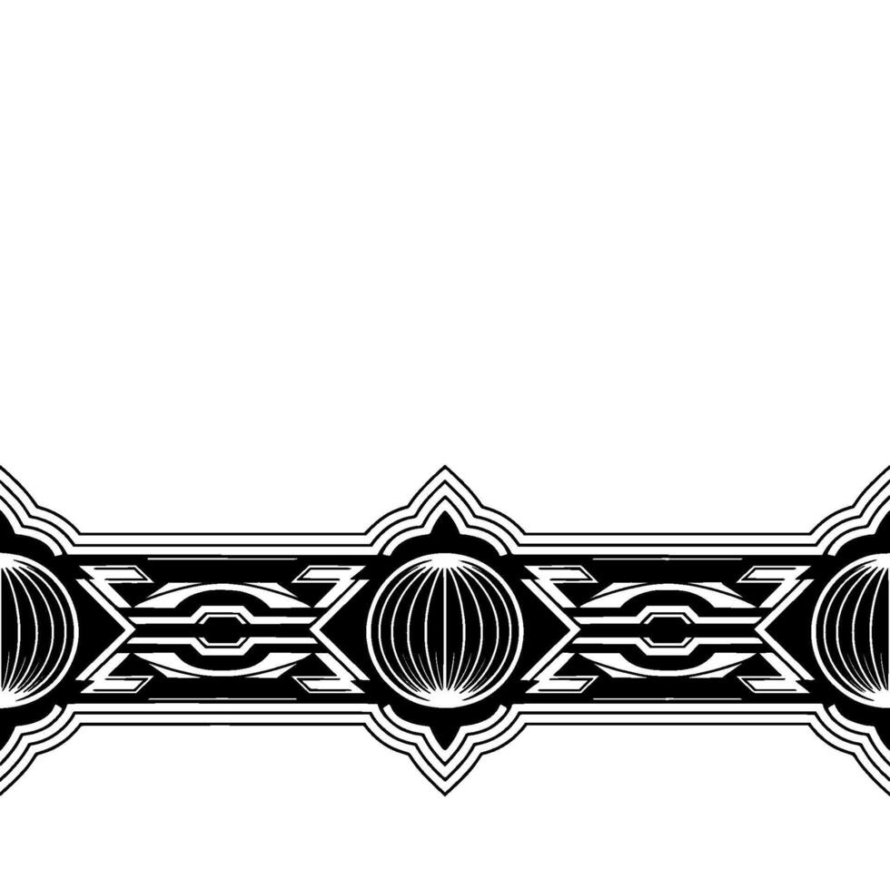 Art Deco Border With Geometric Orbs in Black and White vector