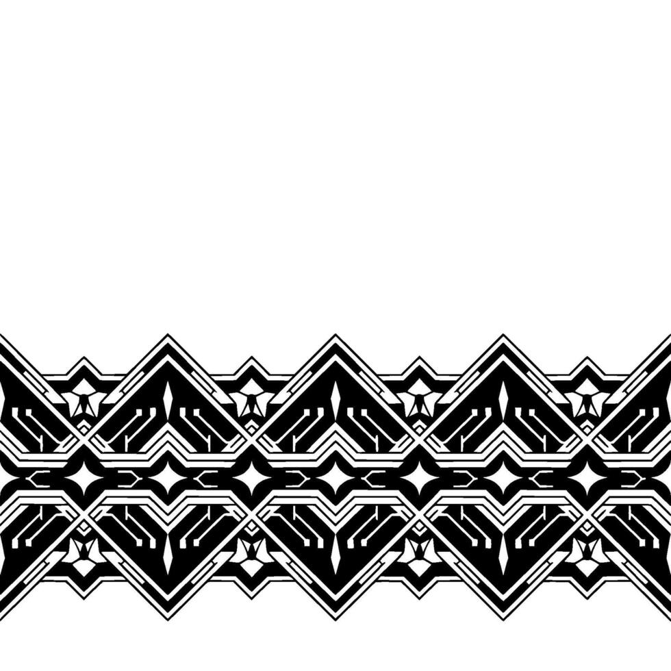 Geometric Border in Black and White, Art Deco Inspired, Seamless Pattern vector