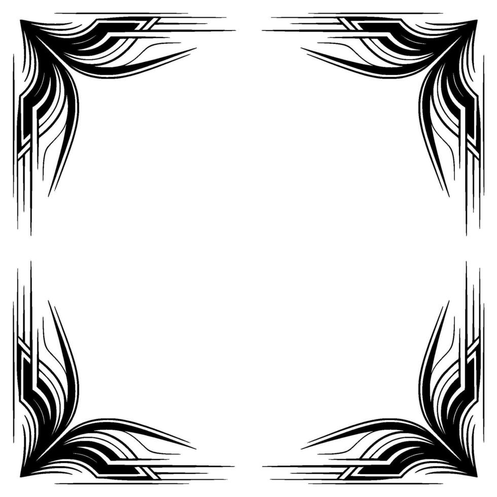Abstract Corner Frame Ornament, Black and White Decorative vector
