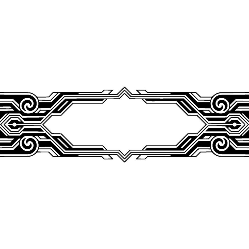 Art Deco Border Element With Geometric , Black and White, Space vector