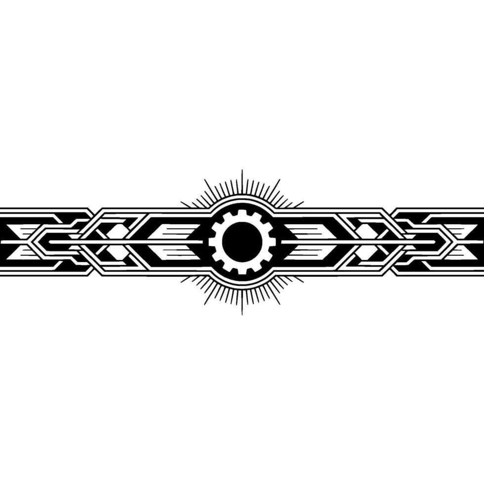 Geometric Gear Element Art Deco Style, Black White vector