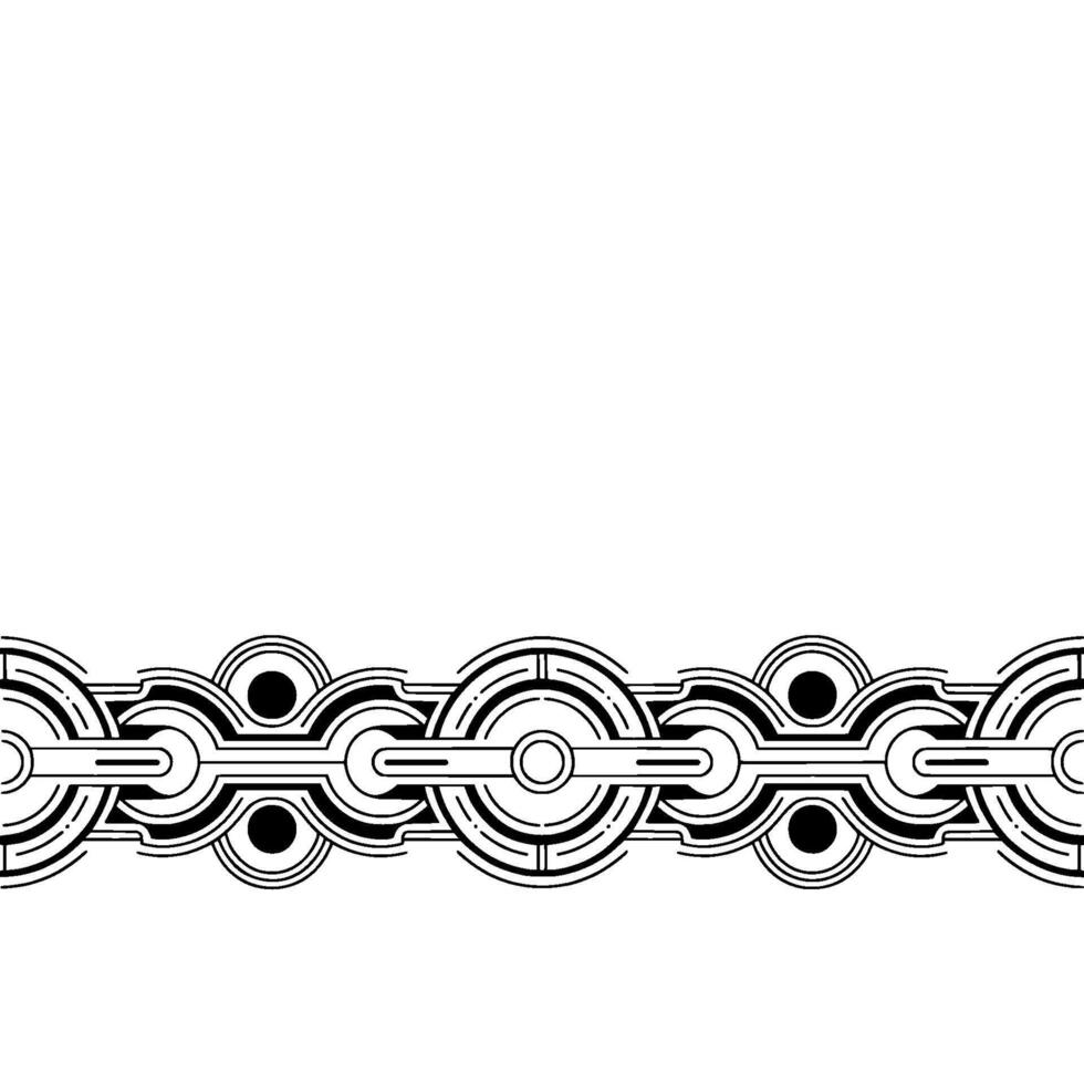Geometric Deco Border Black White Abstract Ornament on White Background vector