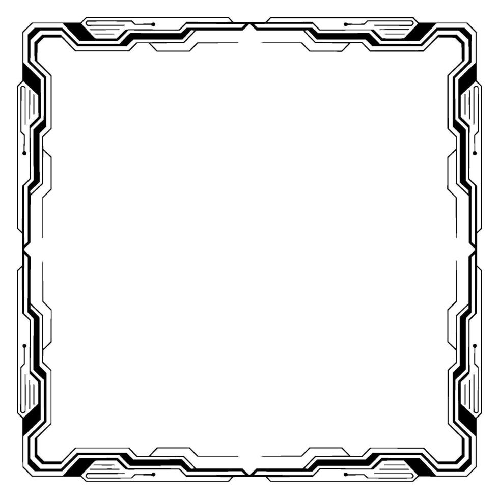 Futuristic Tech Frame Element Digital Interface , Black White, Space for Text vector