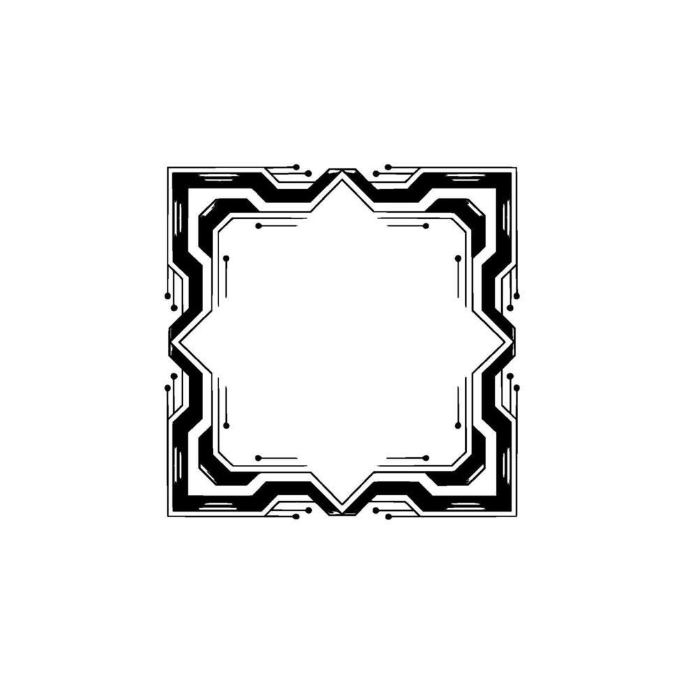 Futuristic Tech Frame With Circuitry , Minimalist Style vector