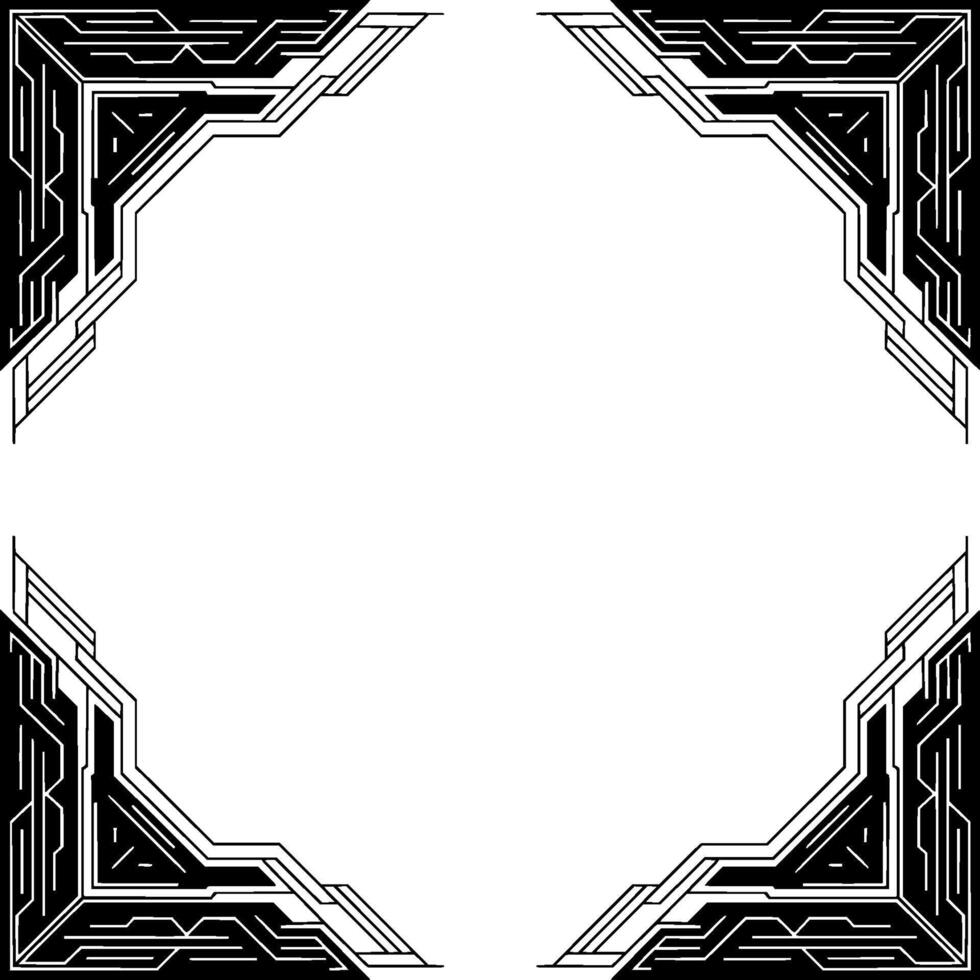 Futuristic Corner Frame Black White Geometric vector