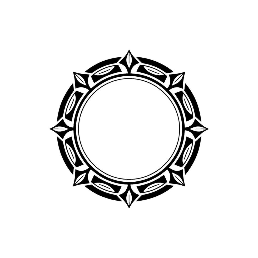 Geometric Black and White Circle Frame Ornamental vector