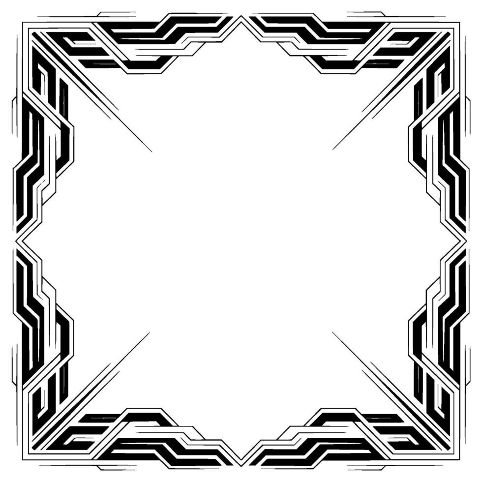 Geometric Art Deco Frame in Black and White, Elegant vector