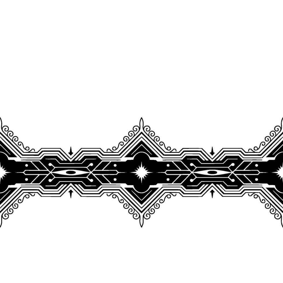 Geometric Border Ornament Black White Pattern, Decorative Element vector