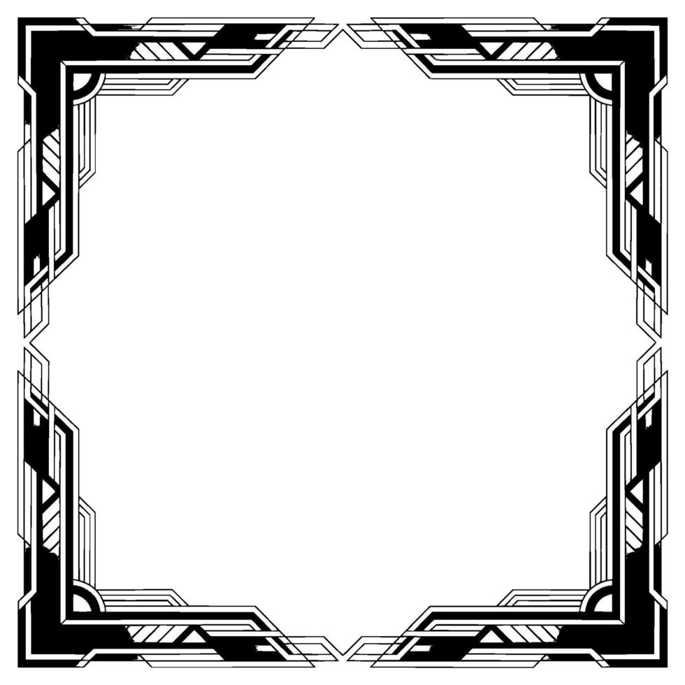 Art Deco Frame Geometric Border, Monochrome Element vector