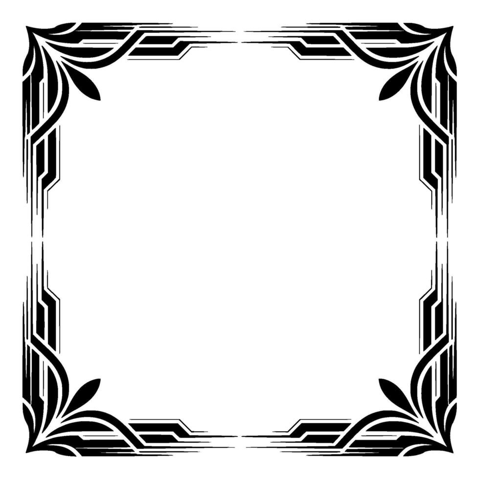 Art Deco Frame With Floral Geometric Elements vector