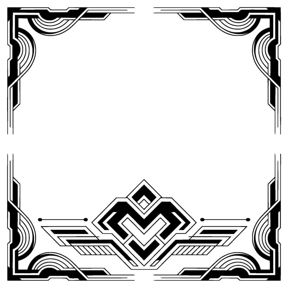 Art Deco Frame With Geometric Elements Negative Space vector