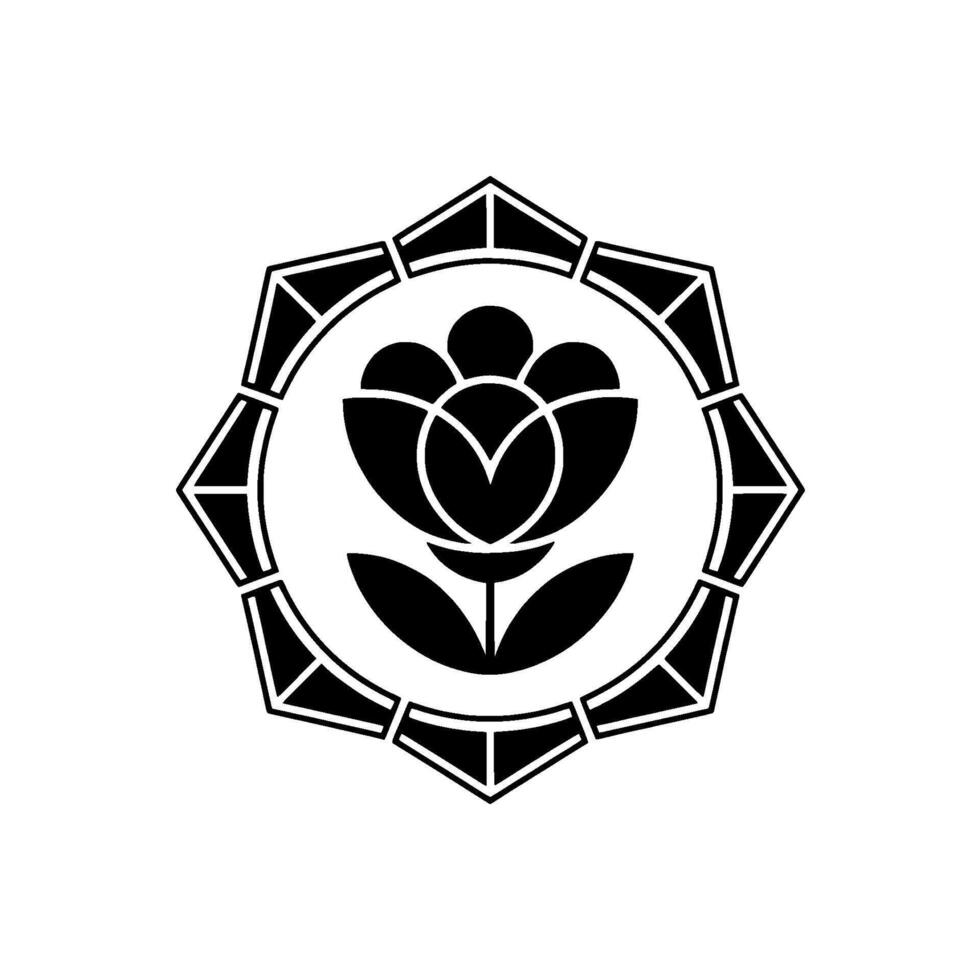 Geometric Black Tulip Flower on White Background vector