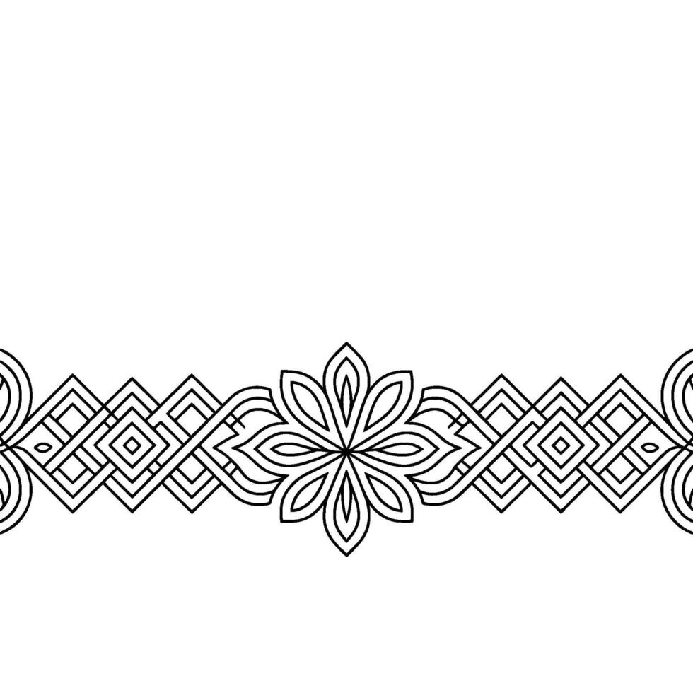 Geometric Floral Border Minimalist Black White Pattern for vector