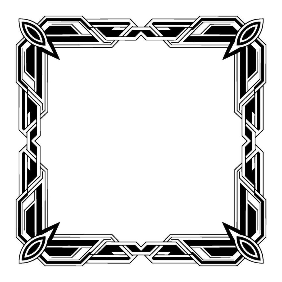 Geometric Art Deco Frame, Elegant Square Border, Black and White vector