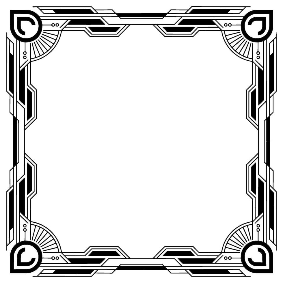 Art Deco Frame With Geometric Lines, Elegant Border vector