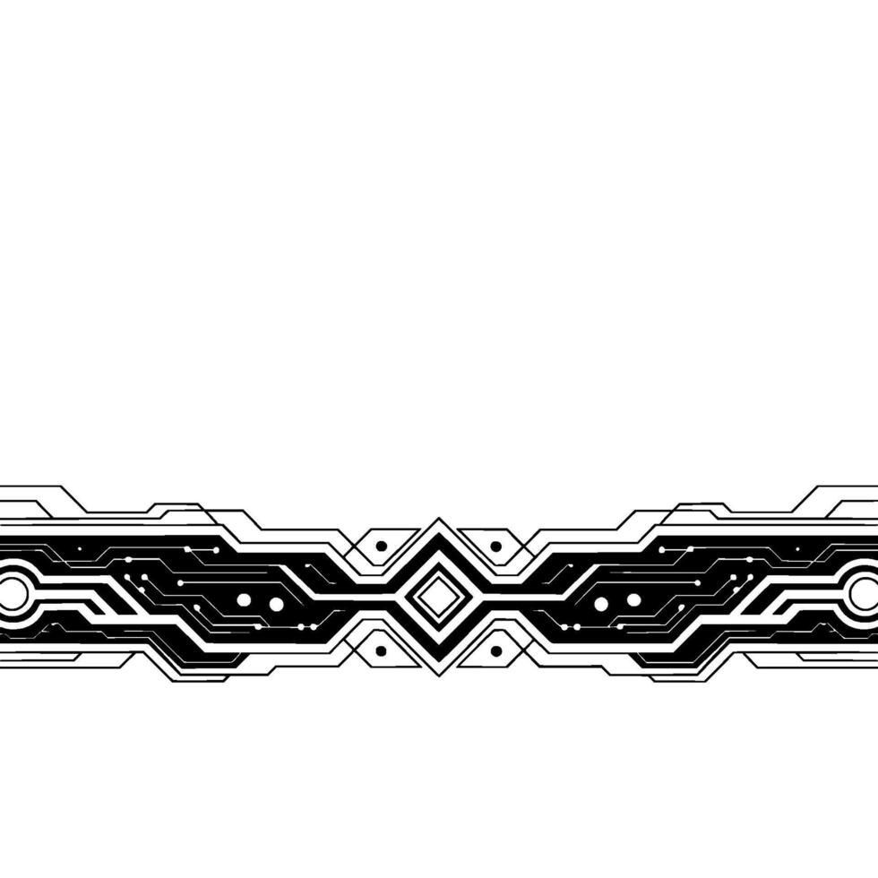 Tech Circuit Border Futuristic Black White vector