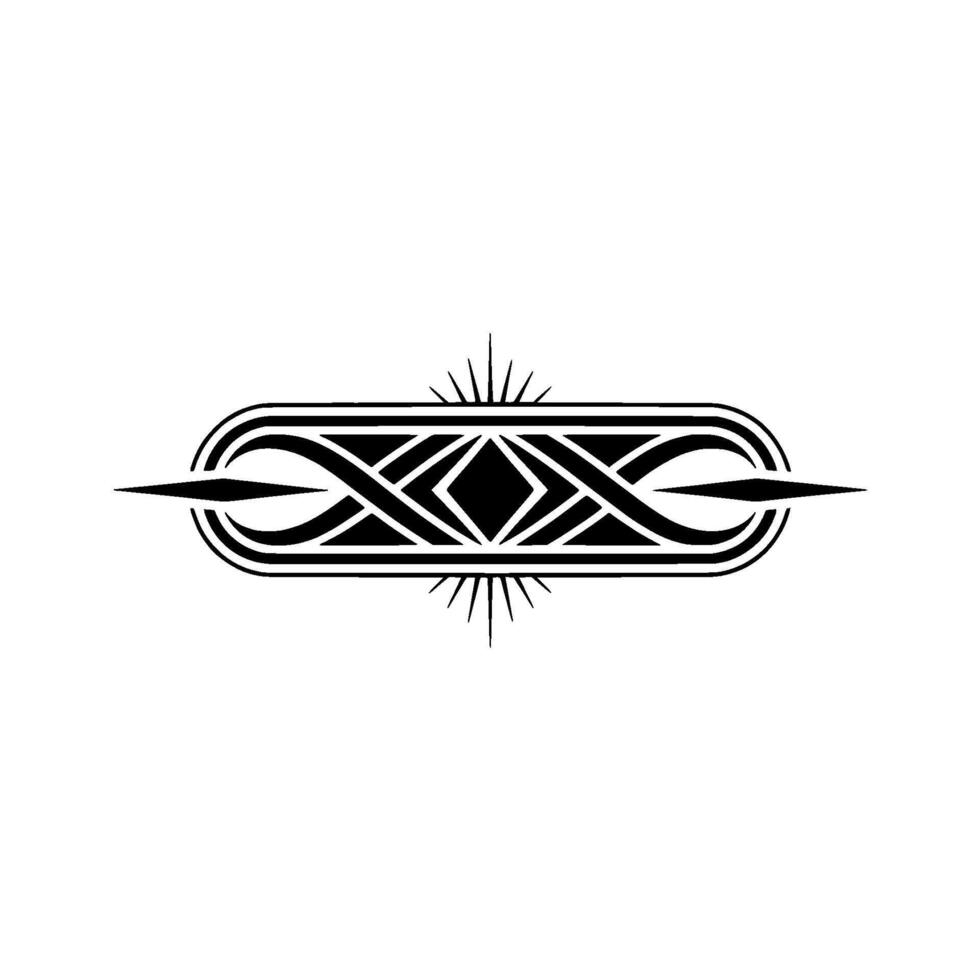 Geometric Deco Ornament, Black and White Element vector
