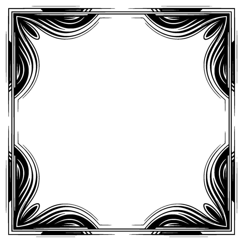Elegant Black and White Decorative Border With Swirling Lines vector