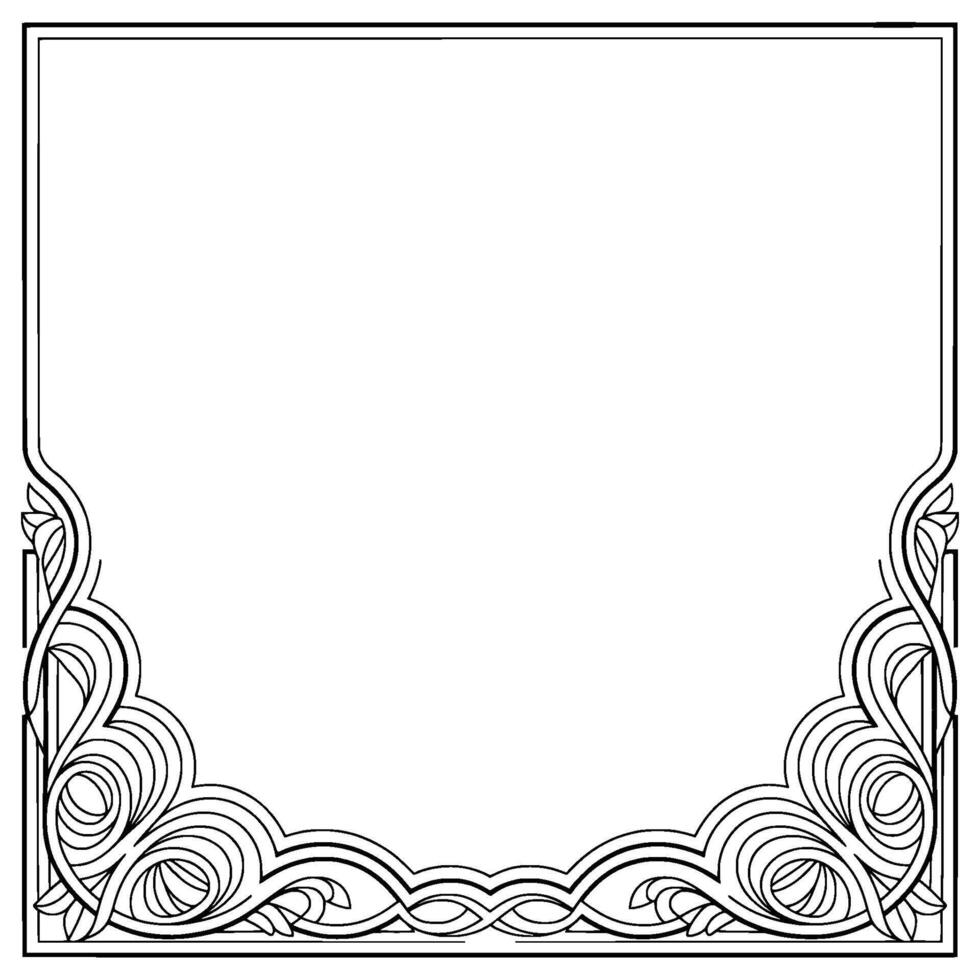 Elegant Floral Border in Black and White, Empty Space vector