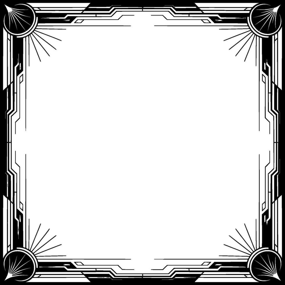 Art Deco Frame Geometric Border With Blank Center, Retro vector