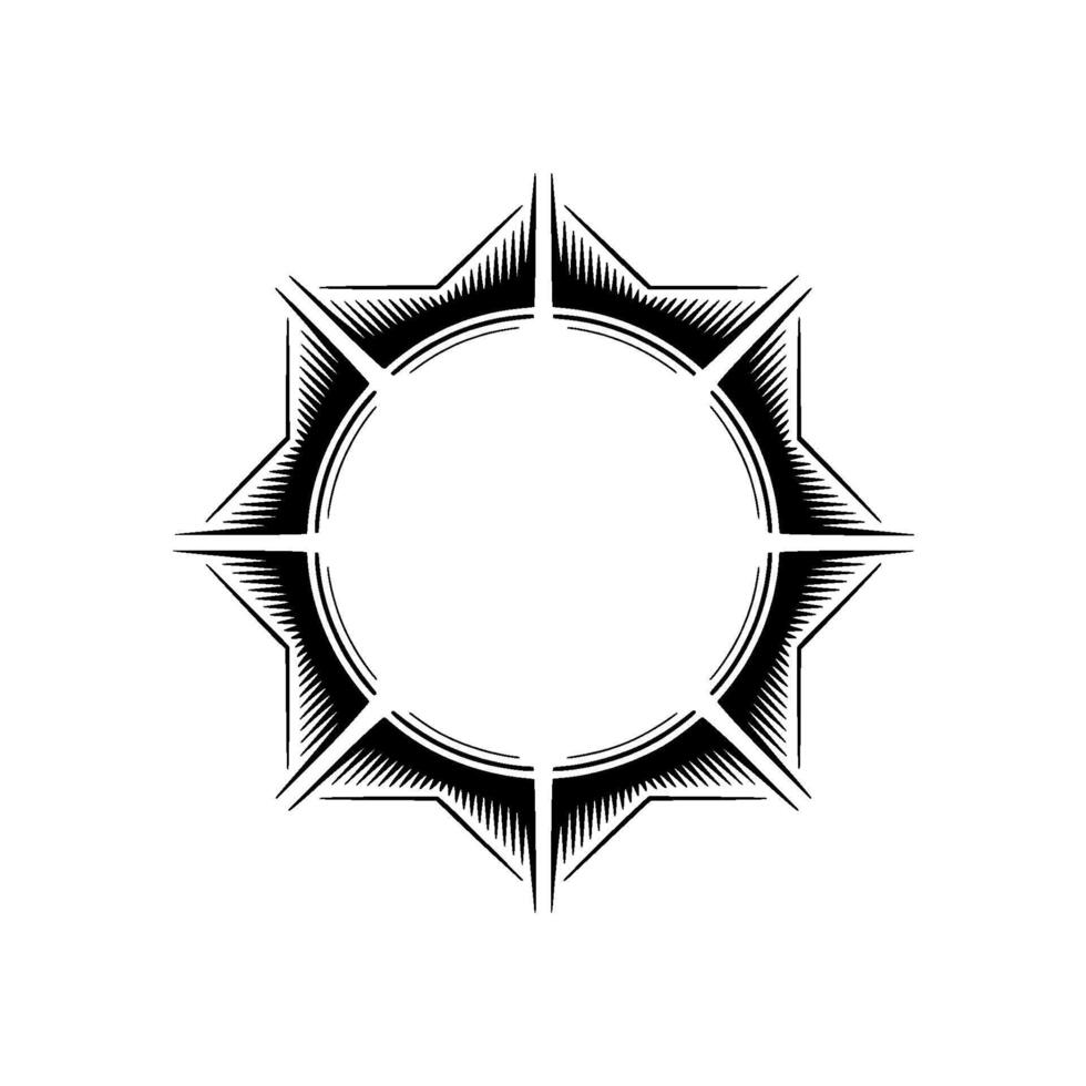 Geometric Starburst Frame in Black White, Element vector