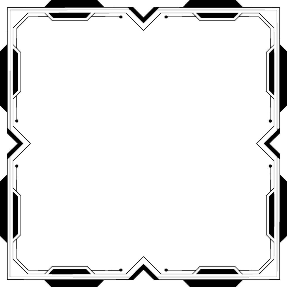 Geometric Tech Frame Black White Border With Futuristic Flair vector