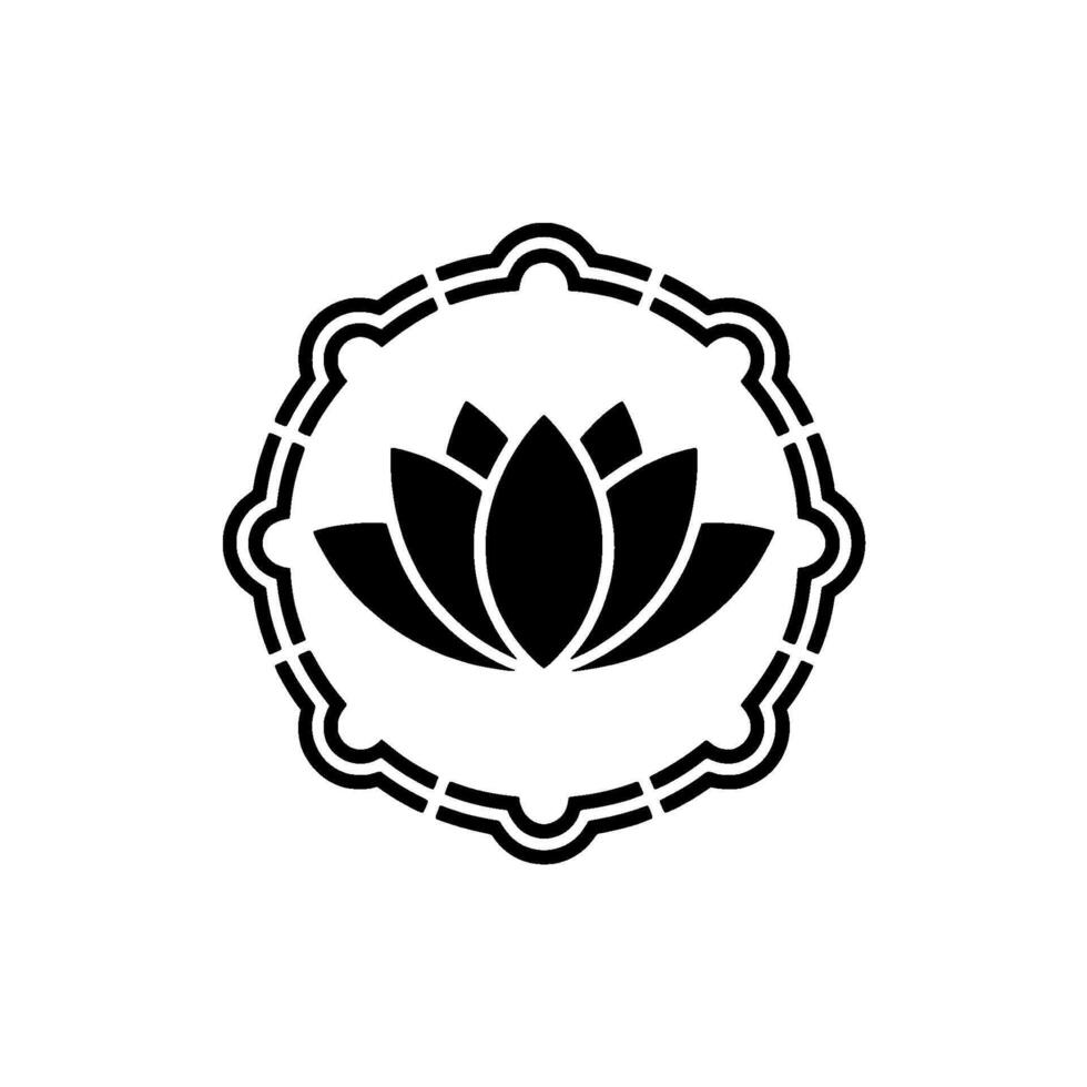 Elegant Lotus Flower in Ornate Frame, Black White vector