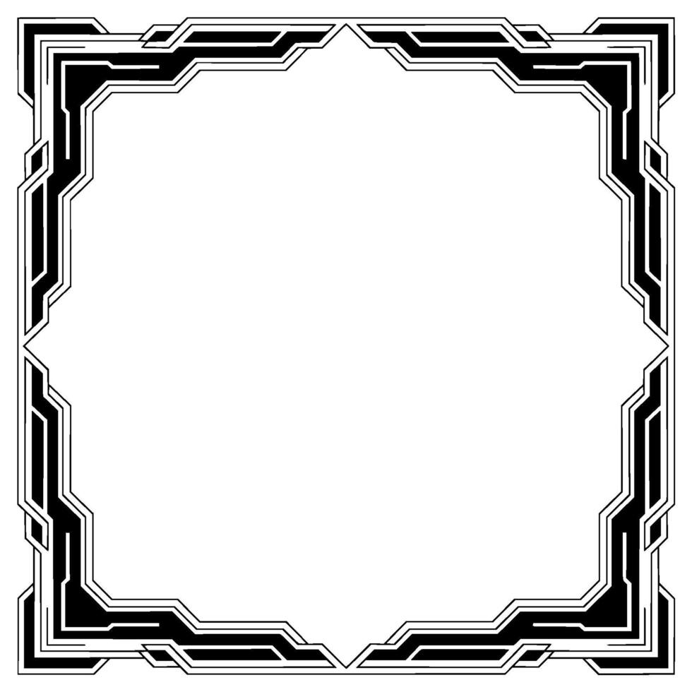 Art Deco Frame With Geometric Border Square Ornament vector