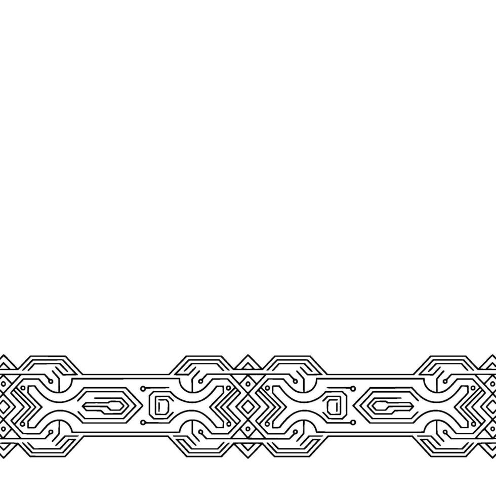 Tech Border Geometric Circuitry on White Background vector
