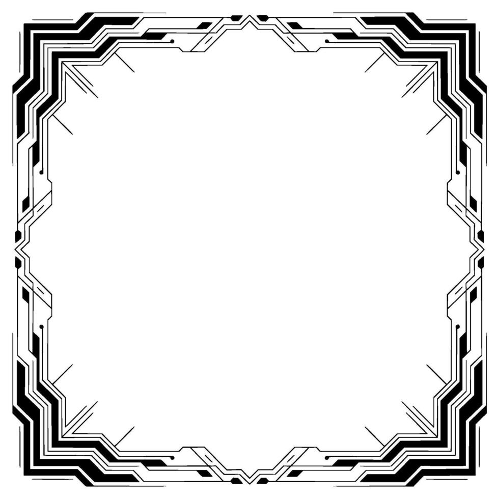 Futuristic Tech Frame, Minimalist Geometric Border, White Space vector