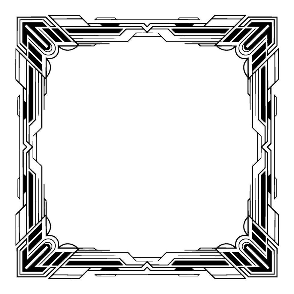 Art Deco Border, Black and White Geometric Frame vector