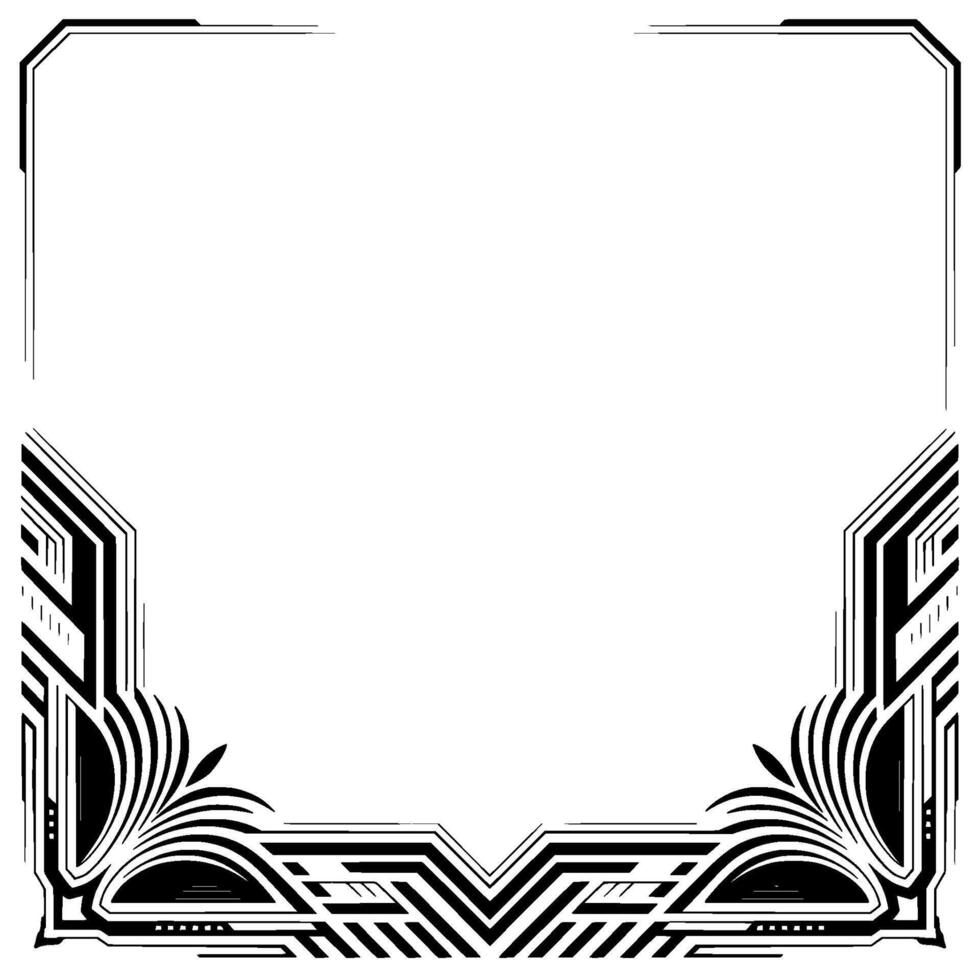 Art Deco Frame , Black and White Border, Geometric vector