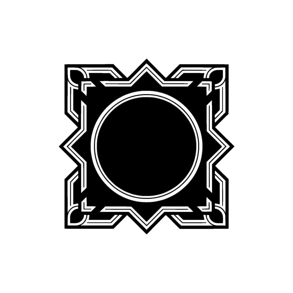 Geometric Black and Silver Decorative Element on White vector