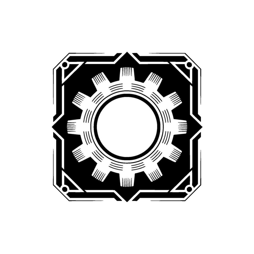 Geometric Gear , Black White, Mechanical Concept vector