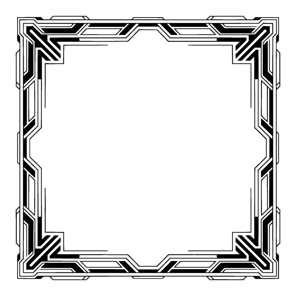 Art Deco Frame, Black White Border , Geometric Elements vector