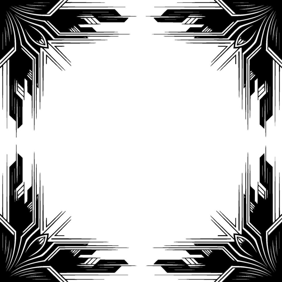 Art Deco Border Frame in Black and White, Geometric, Elegant, Minimalist vector