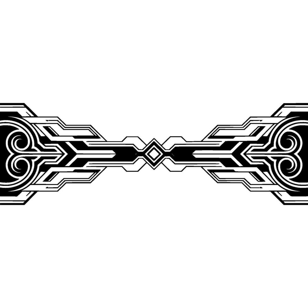 Symmetric Geometric Border Black and White Ornament vector
