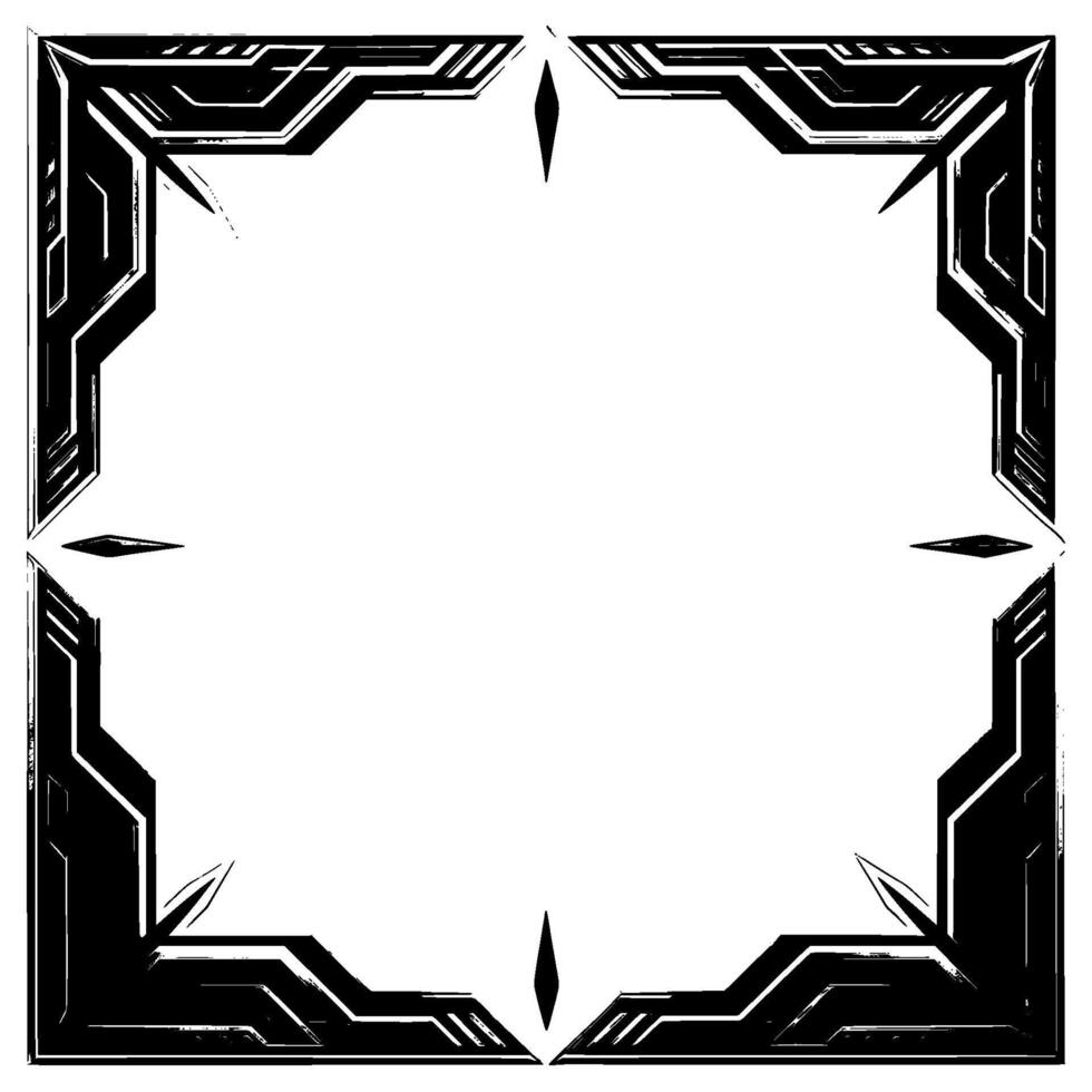 Futuristic Geometric Frame Black Silver Tech on White vector