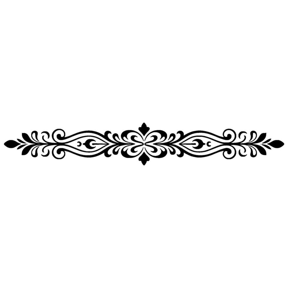 Elegant Floral Scroll Divider Silhouette on White Background vector