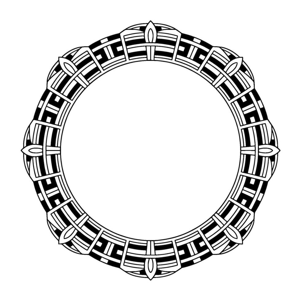 Art Deco Geometric Circle Frame in Black and White vector