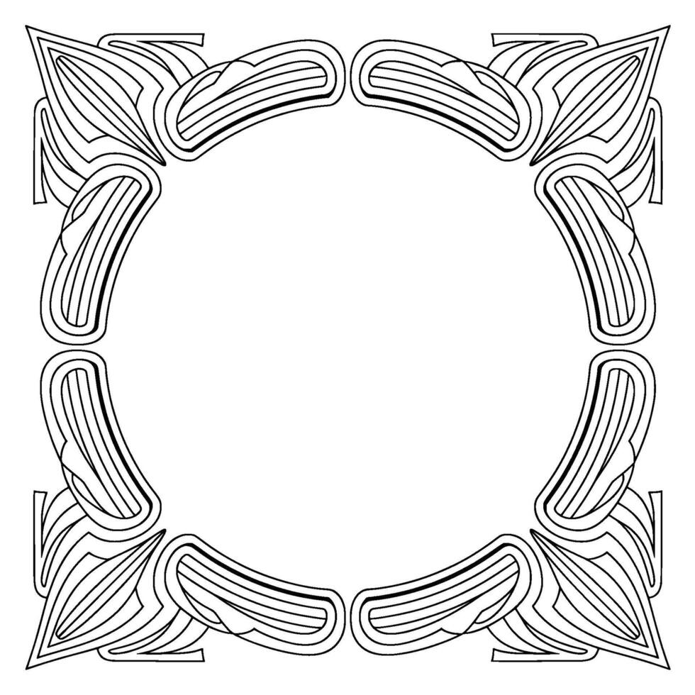Abstract Floral Frame in Black and White for Elegant vector