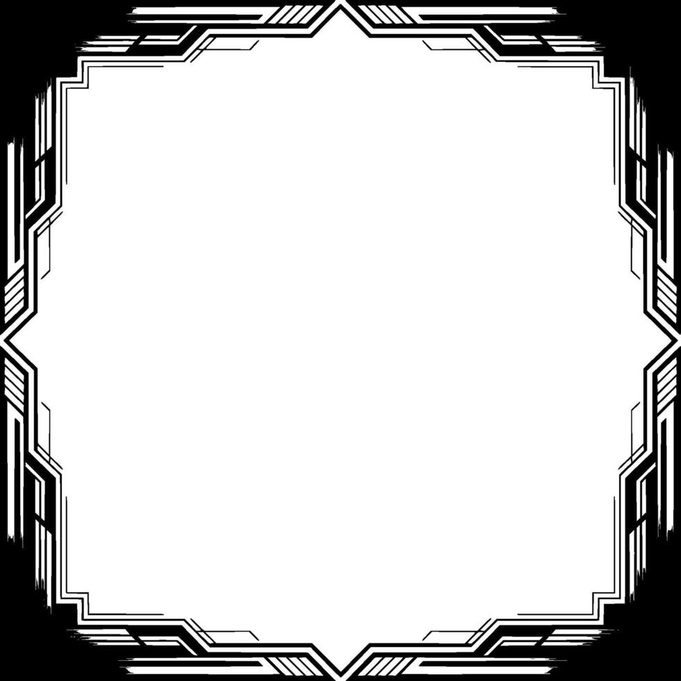 Geometric Art Deco Frame Elegant Border in Black White vector