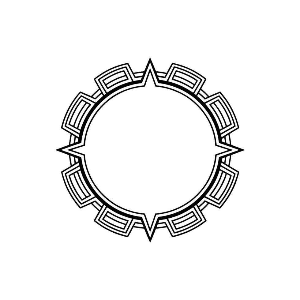 Art Deco Frame in Black and White, Circular vector
