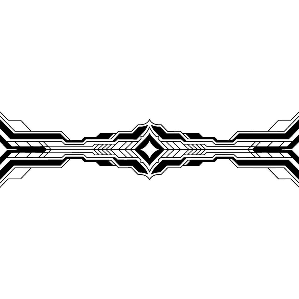 Futuristic Abstract Line Art , Geometric Black and White Motif vector