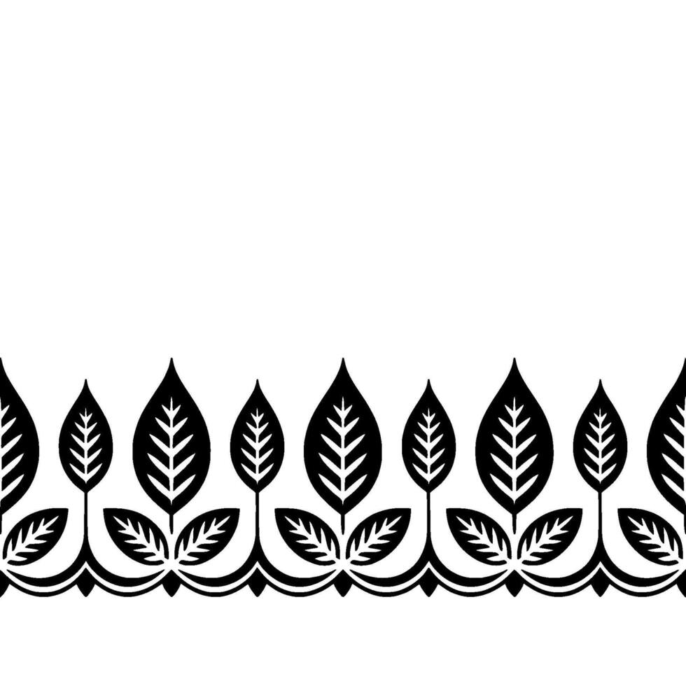 Elegant Black and White Leaf Border on White Background vector