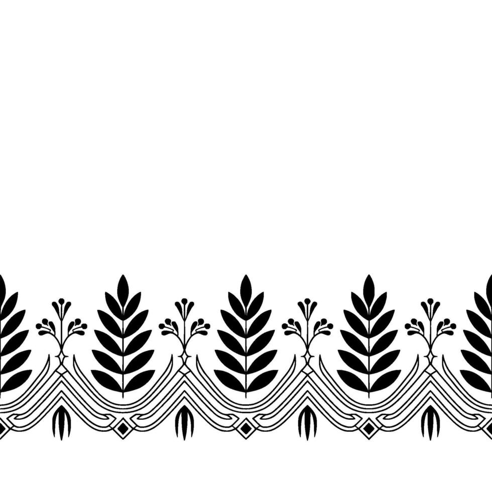 Elegant Botanical Border Black White Leaf Pattern on Cream Background vector